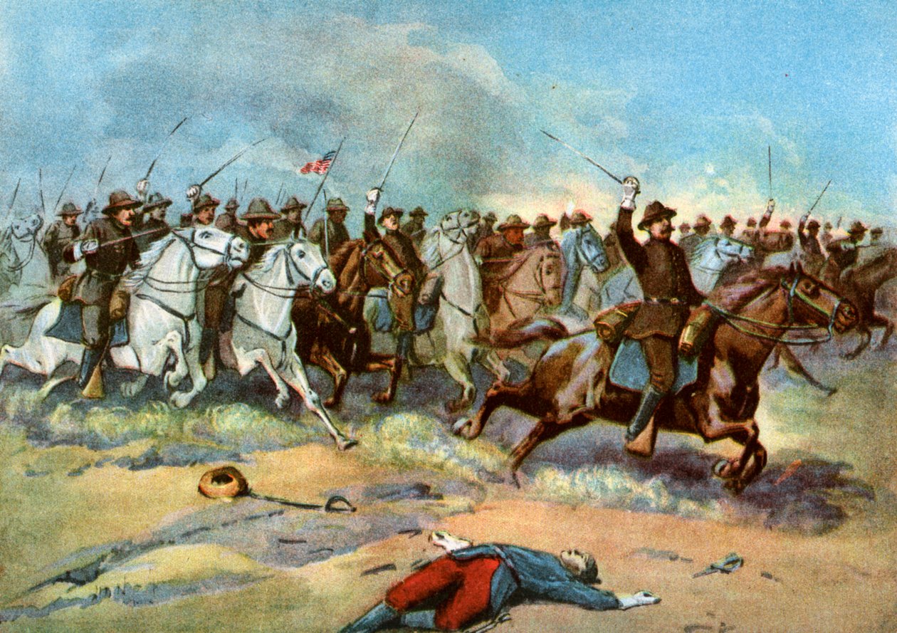 Carga de caballería por regulares de EE.UU., Guerra Hispanoamericana, 1898 de Unbekannt