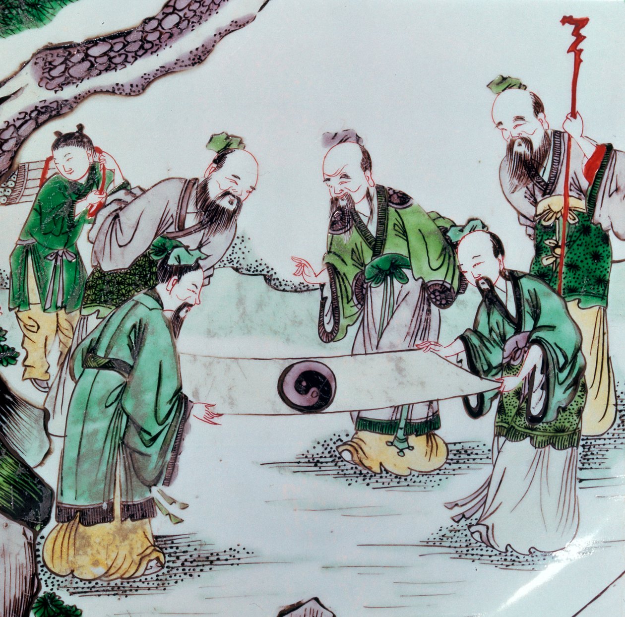 Plato chino mostrando una escena de adivinación, siglo XVII de Unbekannt