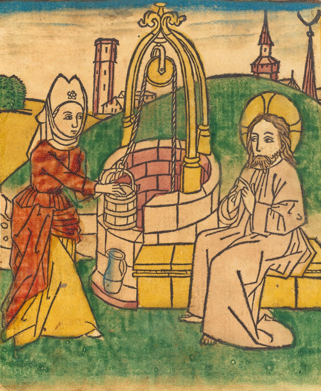 Cristo y la mujer de Samaria, probablemente 1485 de Unbekannt