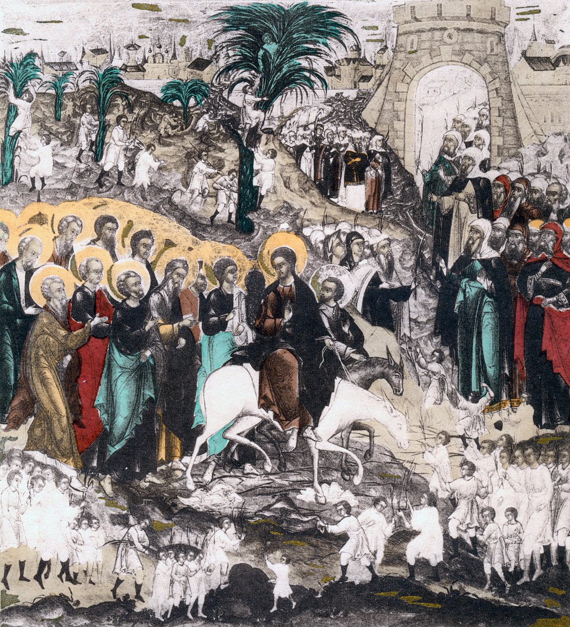 Entrada de Cristo en Jerusalén, siglo XVI de Unbekannt