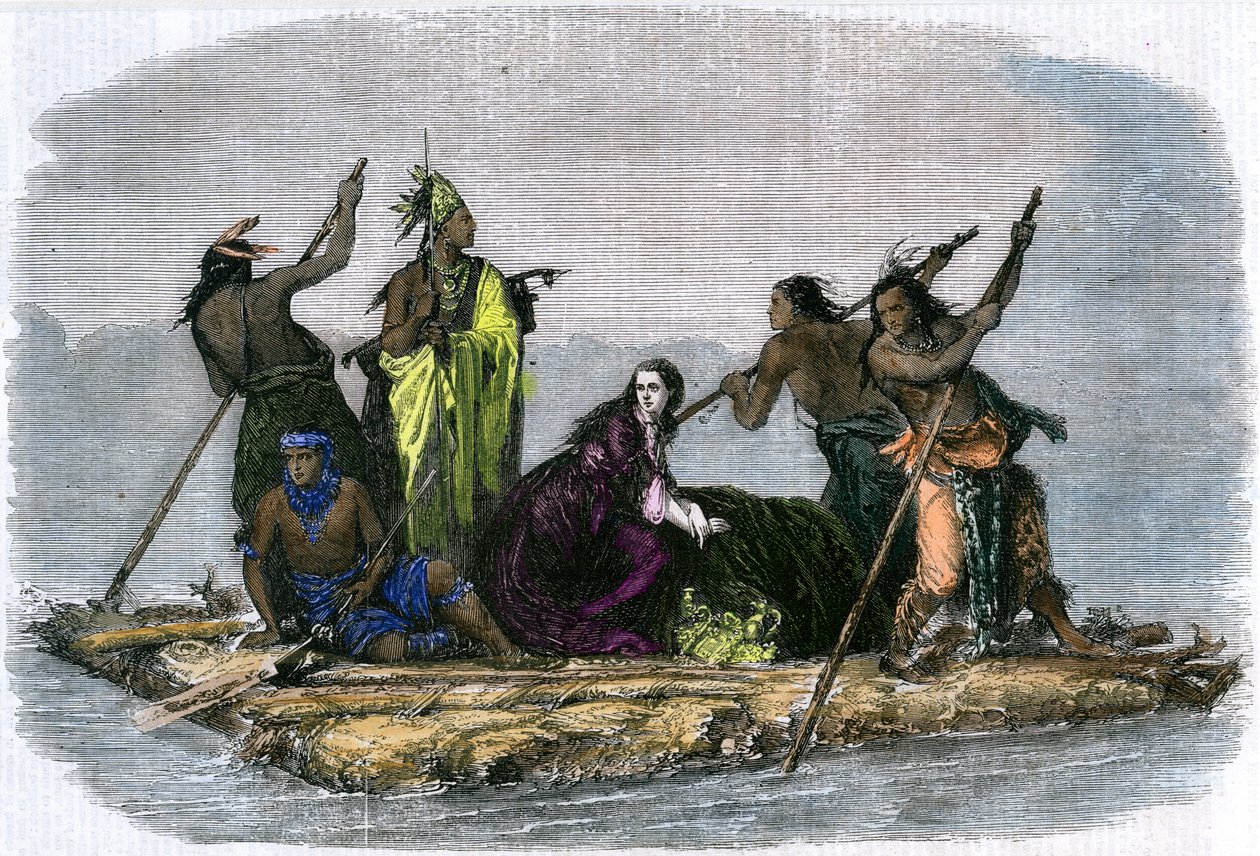 Comanches llevándose a una niña cautiva, c1860 de Unbekannt