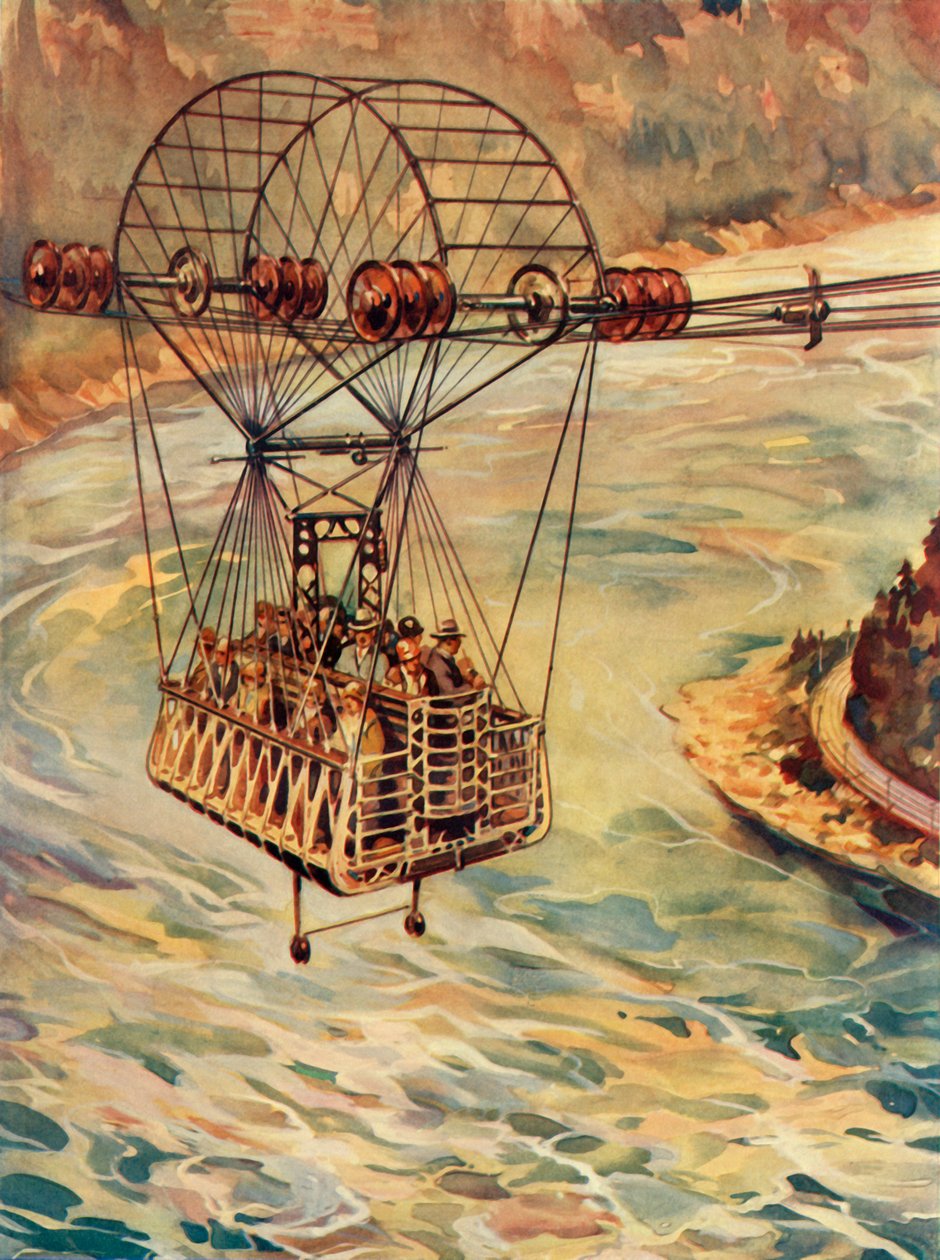 Cruzando las Cataratas del Niágara en teleférico, c1930 de Unbekannt