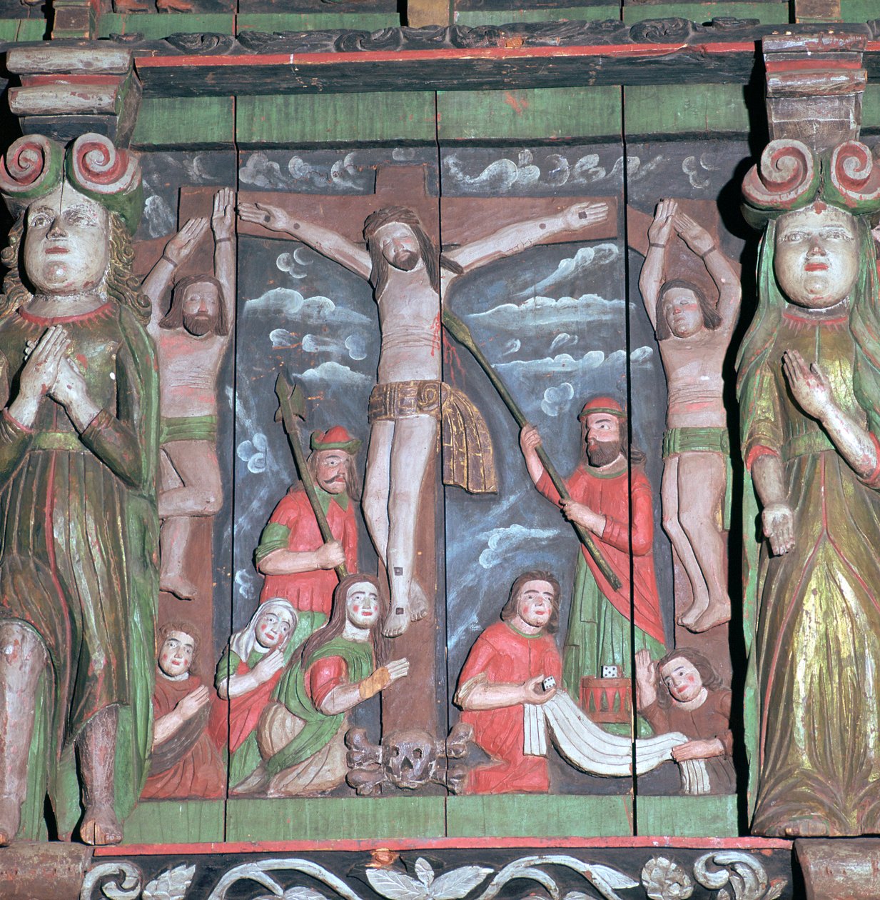 Escena de la crucifixión de un retablo, siglo XVII de Unbekannt