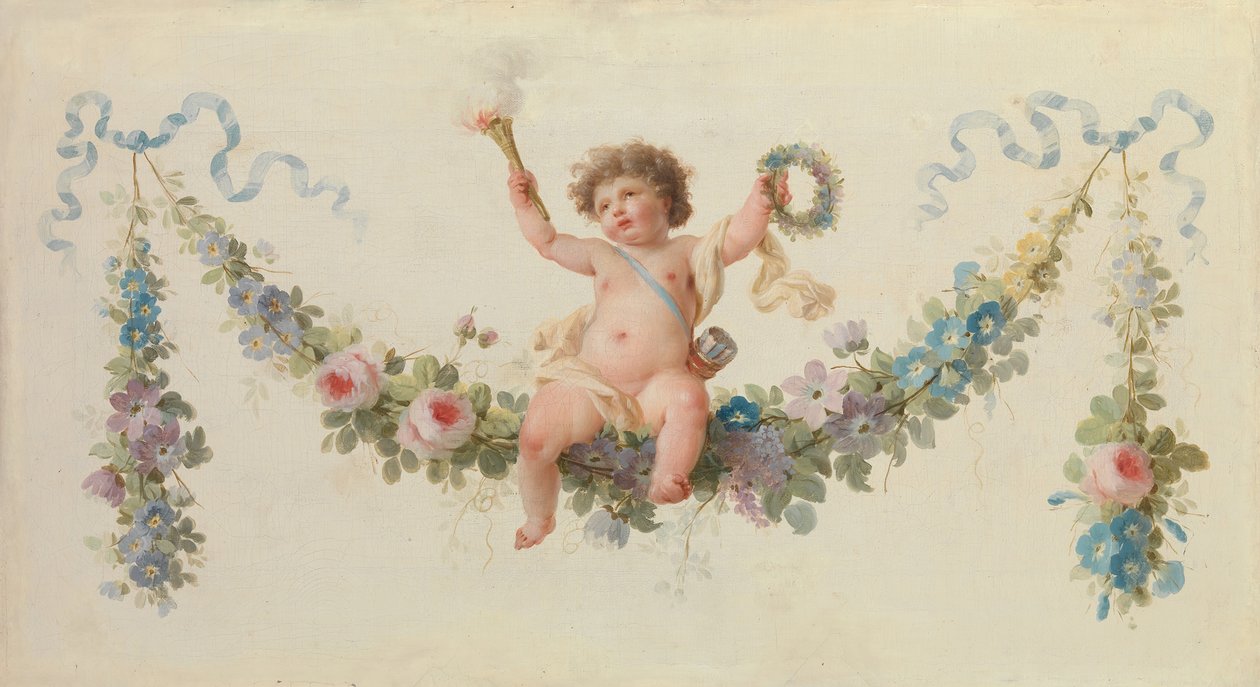 Cupido sentado en una guirnalda, 1770-90 de Unbekannt