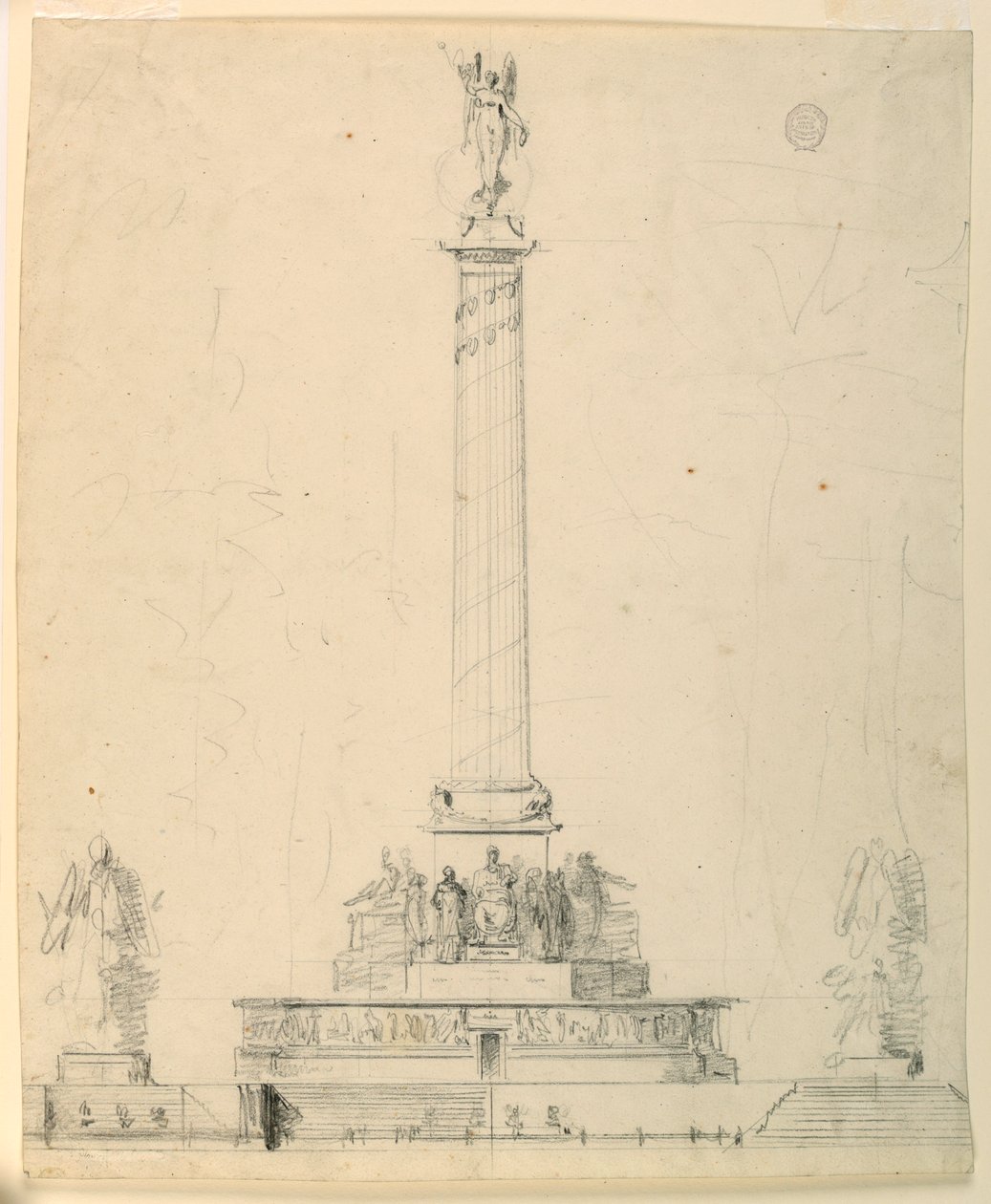 Dibujo, Elevación de un monumento a la victoria de Unbekannt