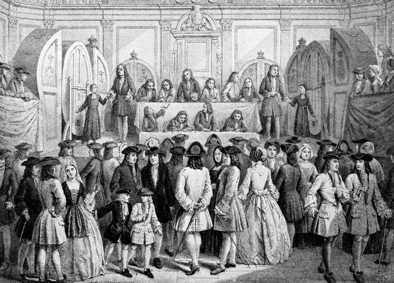 Sorteo de una lotería en el Guildhall, 1739, c1920 de Unbekannt