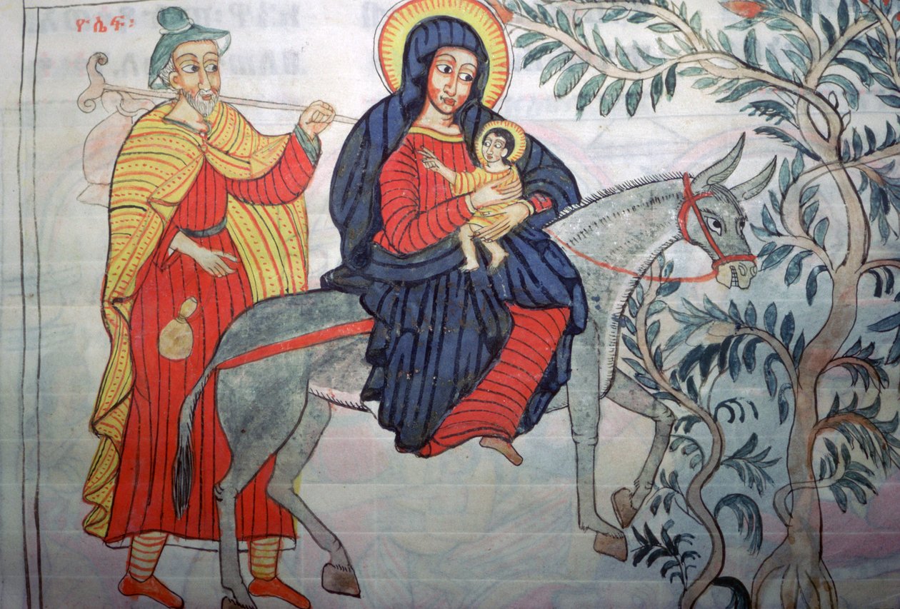 Ilustración etíope de la huida a Egipto, 1664 de Unbekannt