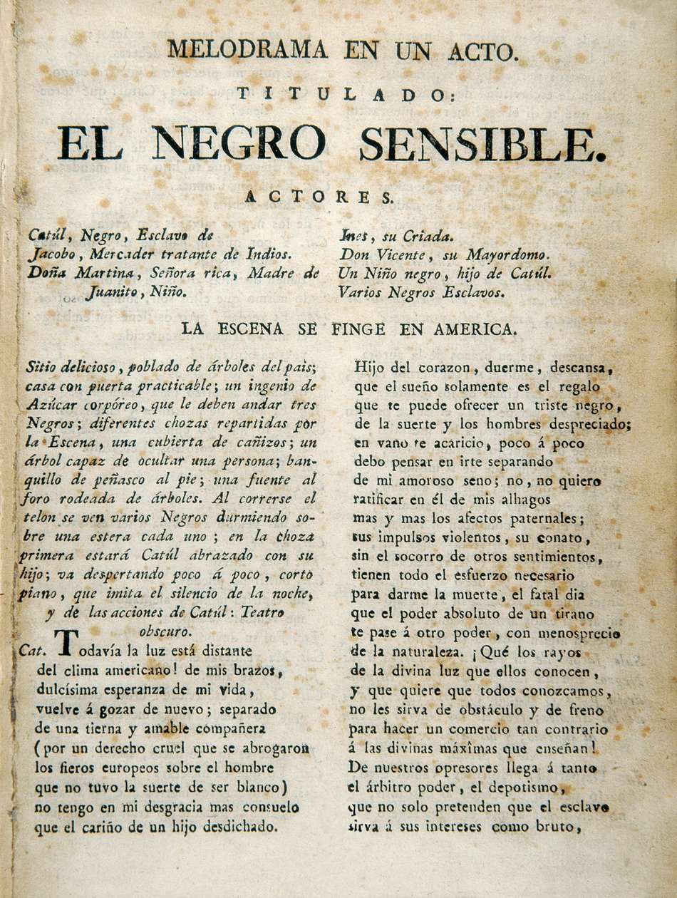 Primera página de "El negro sensible" de Unbekannt