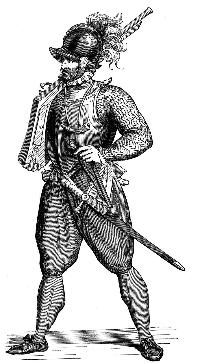 Soldado de infantería con un arcabuz, 1590 de Unbekannt