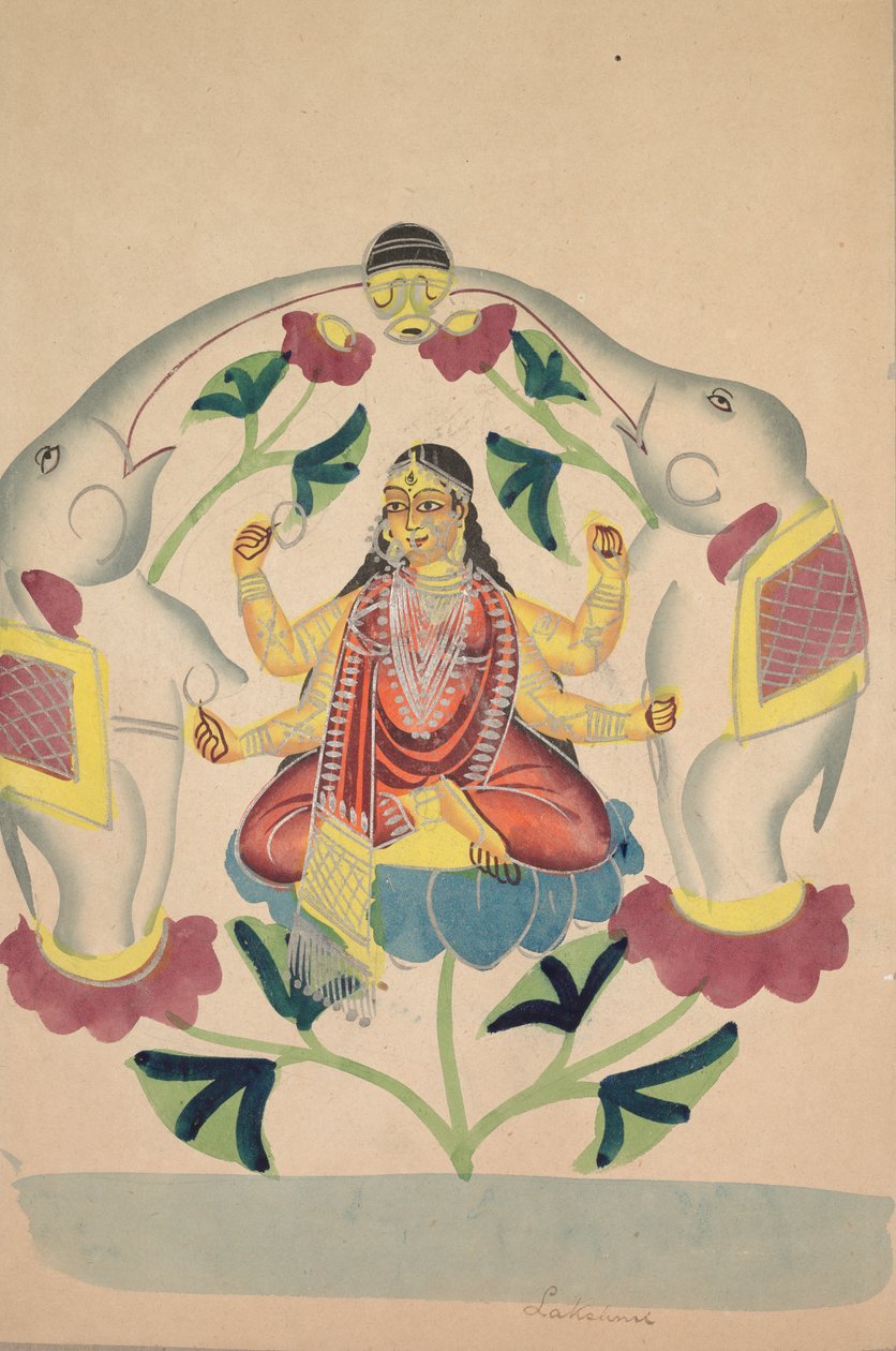 Gajalakshmi: Lakshmi con elefantes, 1800s de Unbekannt