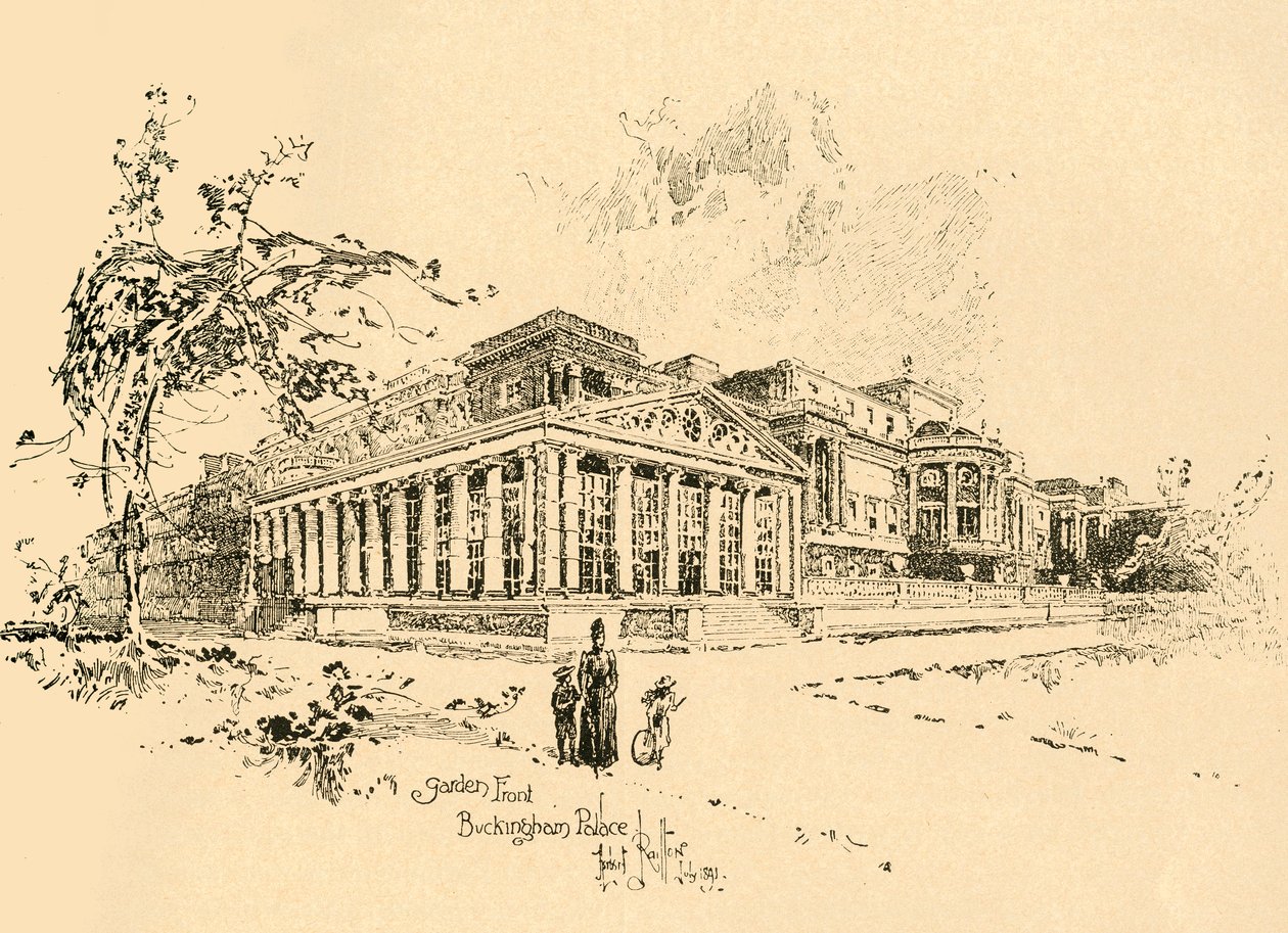 Fachada del jardín, Palacio de Buckingham, Westminster, Londres, c. 1890 de Unbekannt