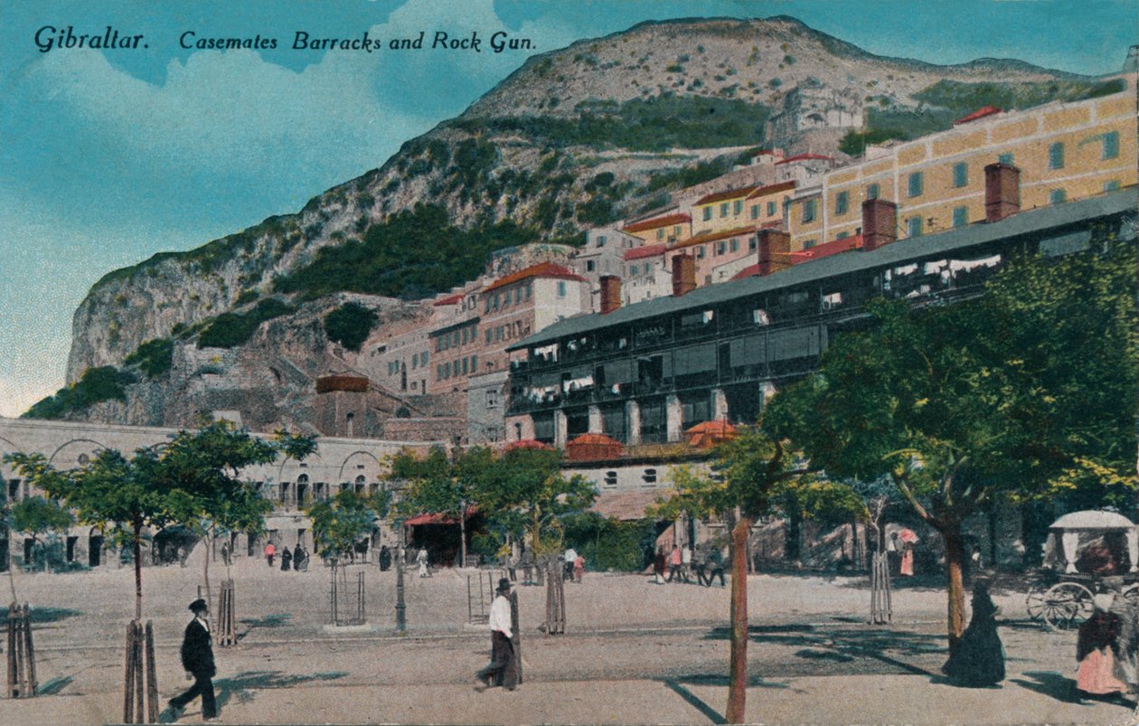 Gibraltar - Cuarteles de Casemates y Cañón de la Roca, c. 1900 de Unbekannt