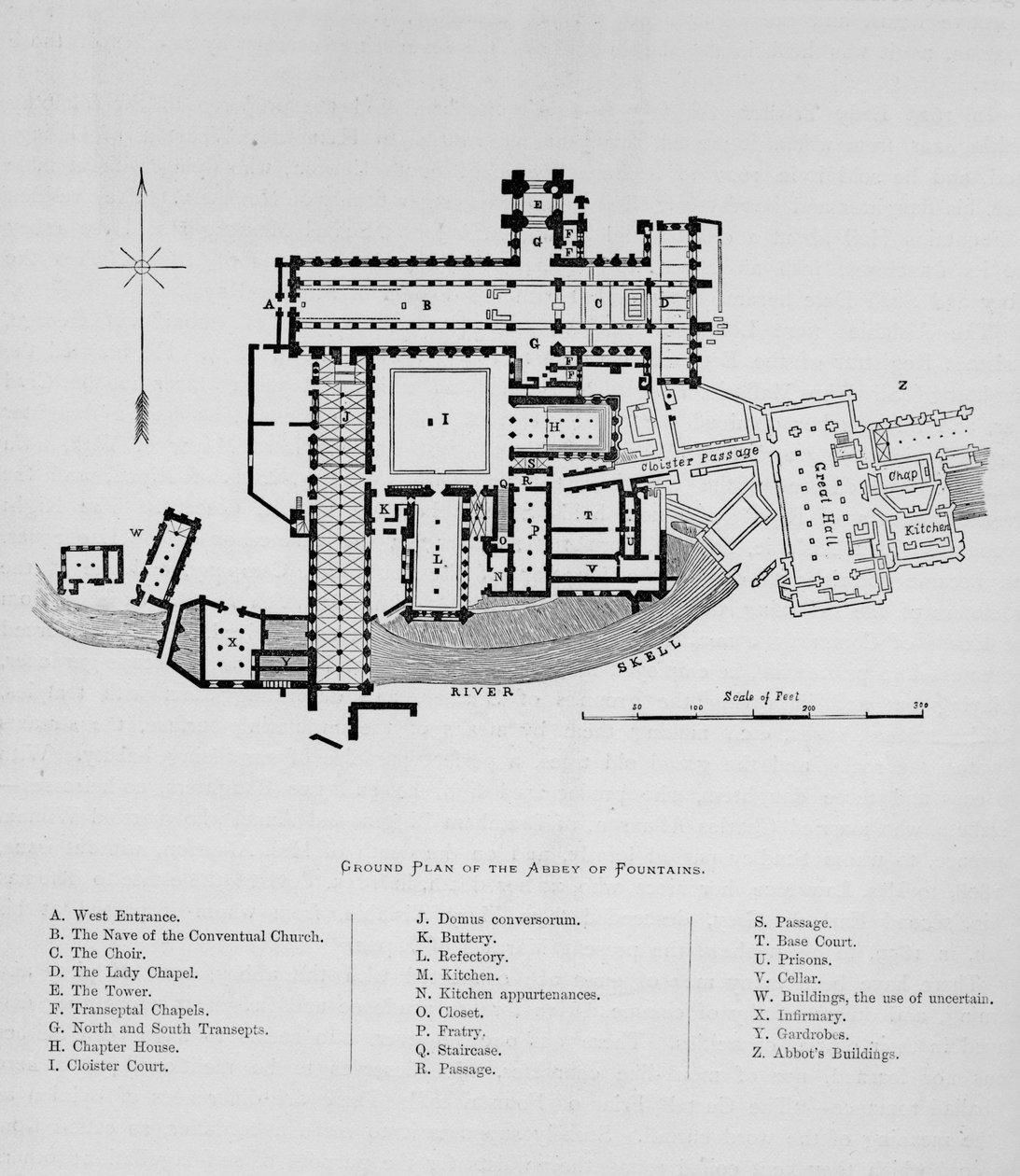 Plano de la Abadía de Fountains de Unbekannt