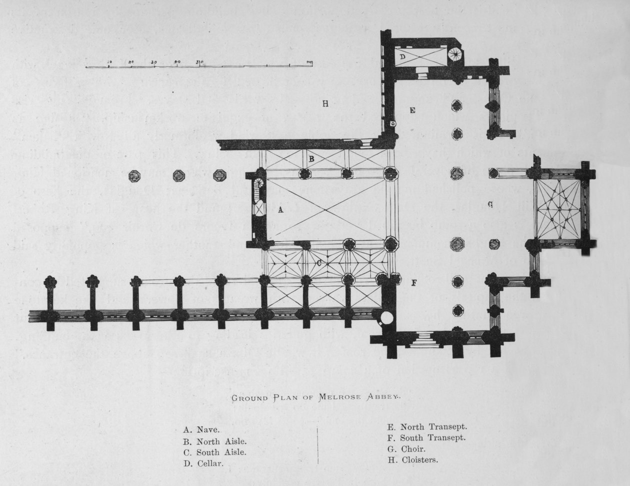 Plano del Suelo de la Abadía de Melrose de Unbekannt