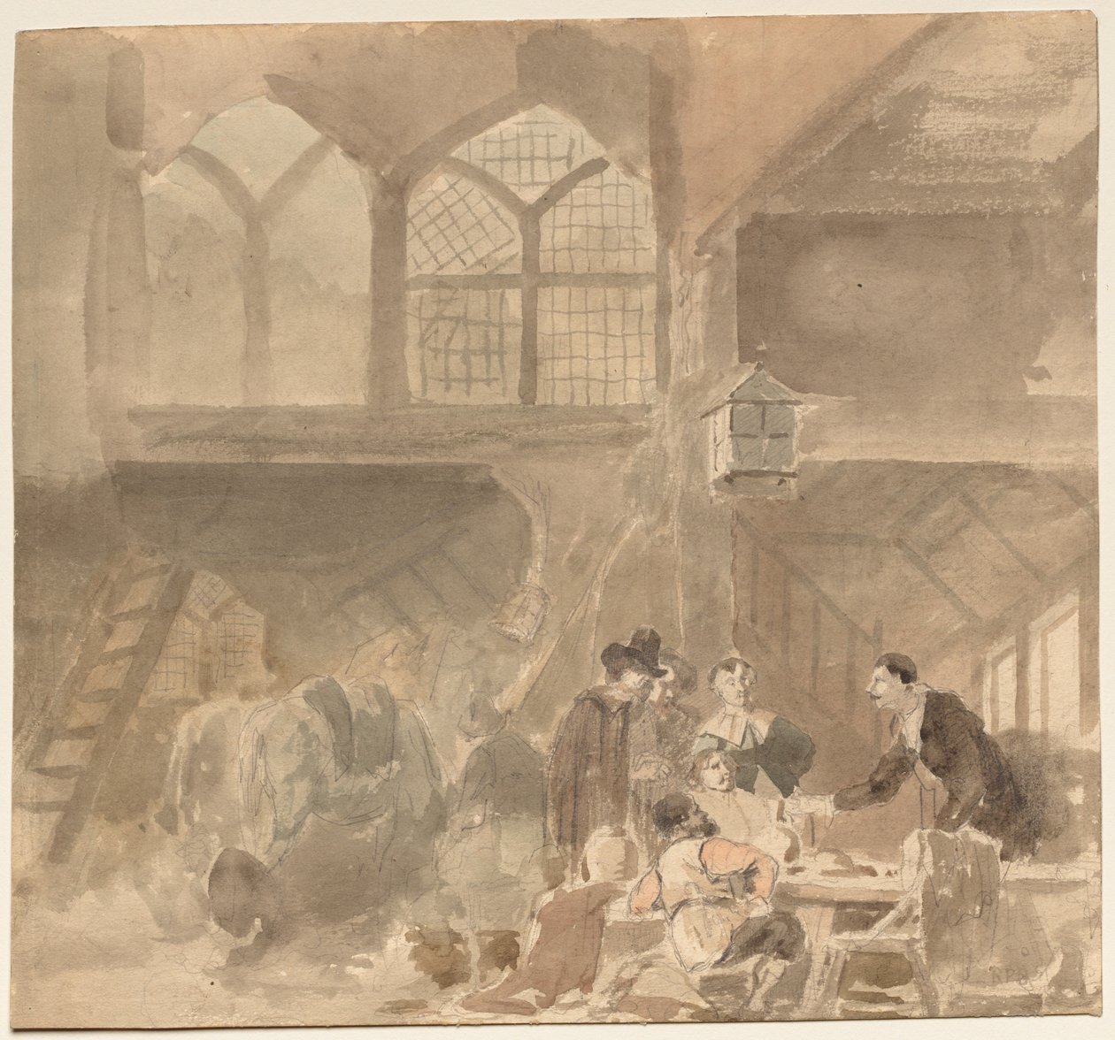 Interior de una posada, 1800s de Unbekannt