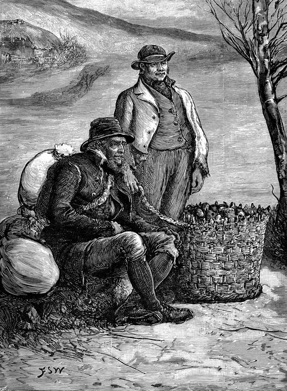 Agricultores irlandeses llevando a casa sus papas de siembra de Unbekannt
