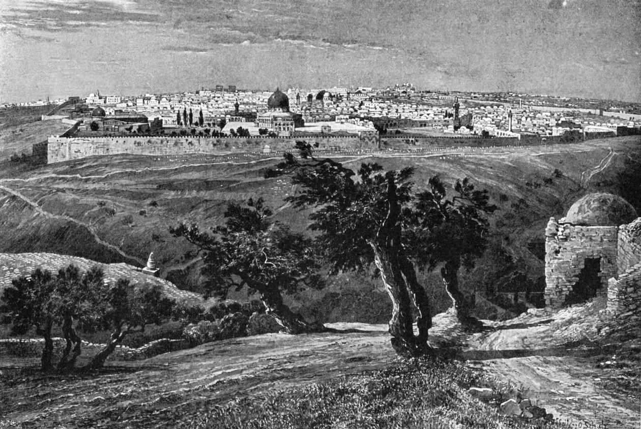 Jerusalén, desde el Monte de los Olivos, 1902 de Unbekannt