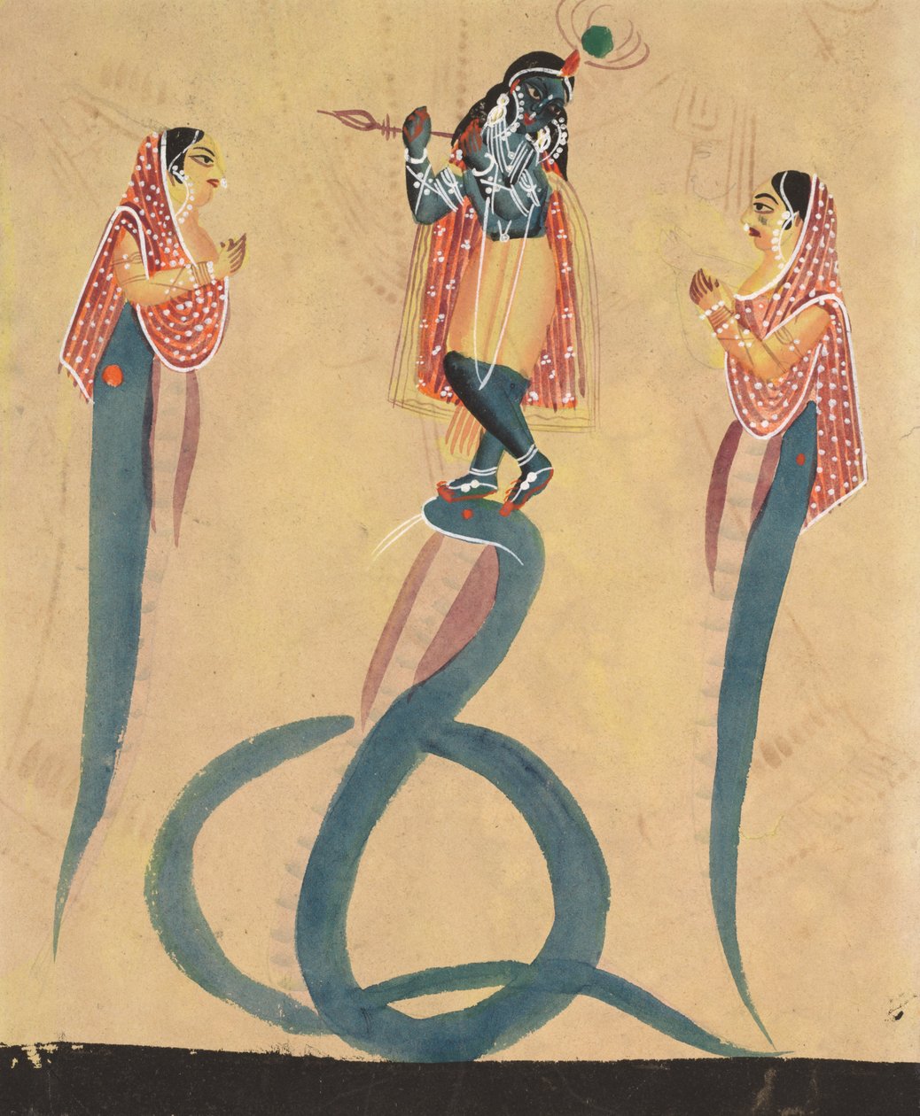 Krishna como Kali Adorado por Radha, 1800s de Unbekannt