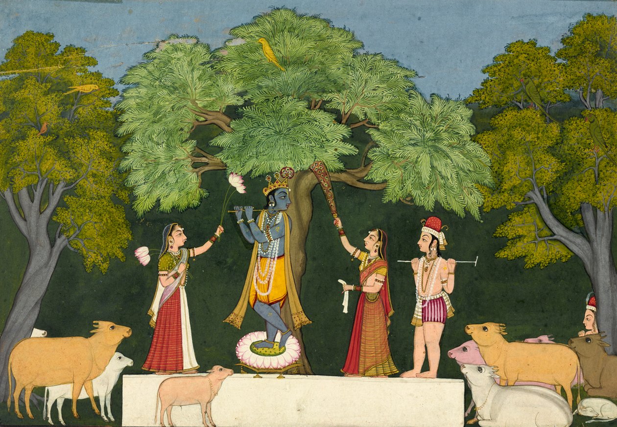 Krishna entretiene a sus compañeros, ca. 1760-1765 de Unbekannt