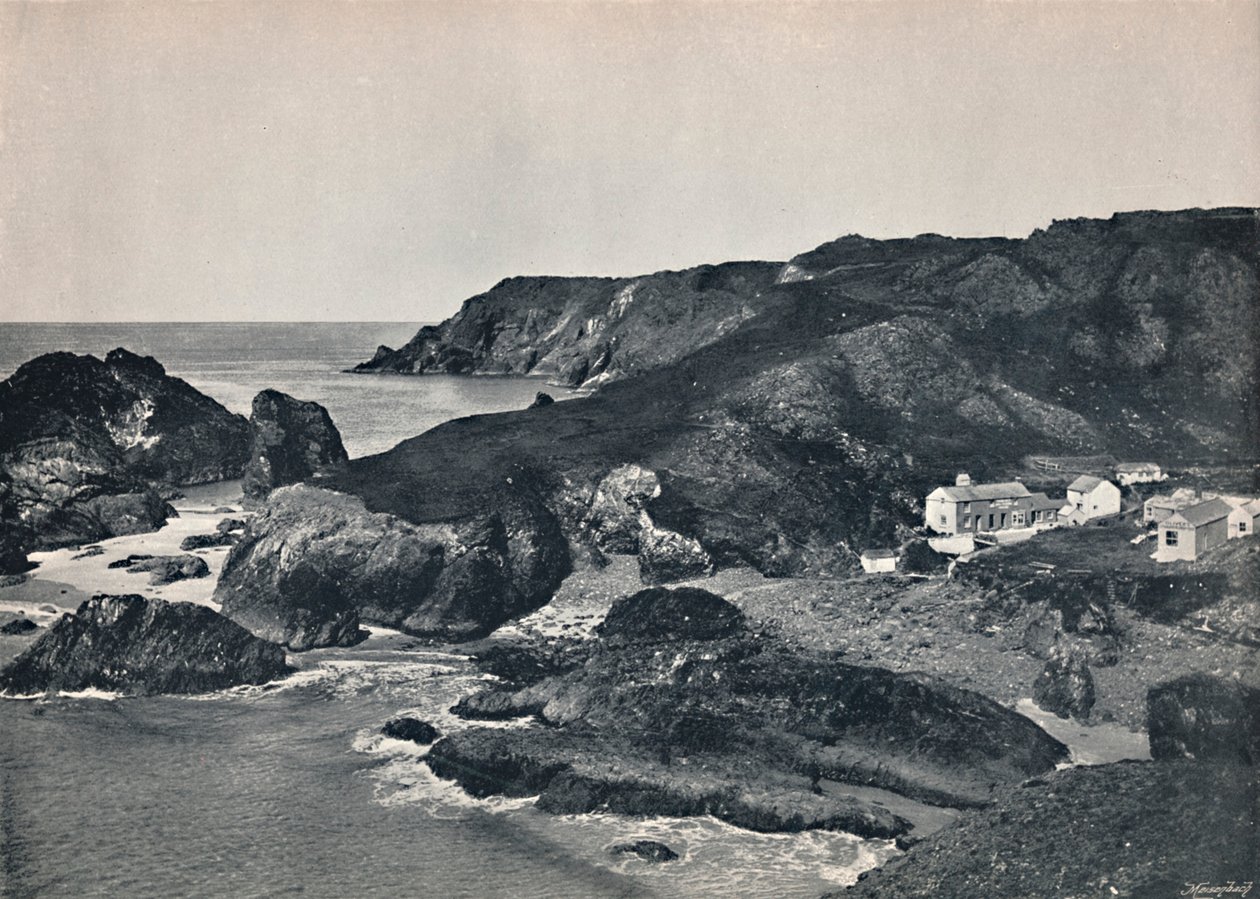 Kynance Cove - La cala y el pueblo, 1895 de Unbekannt
