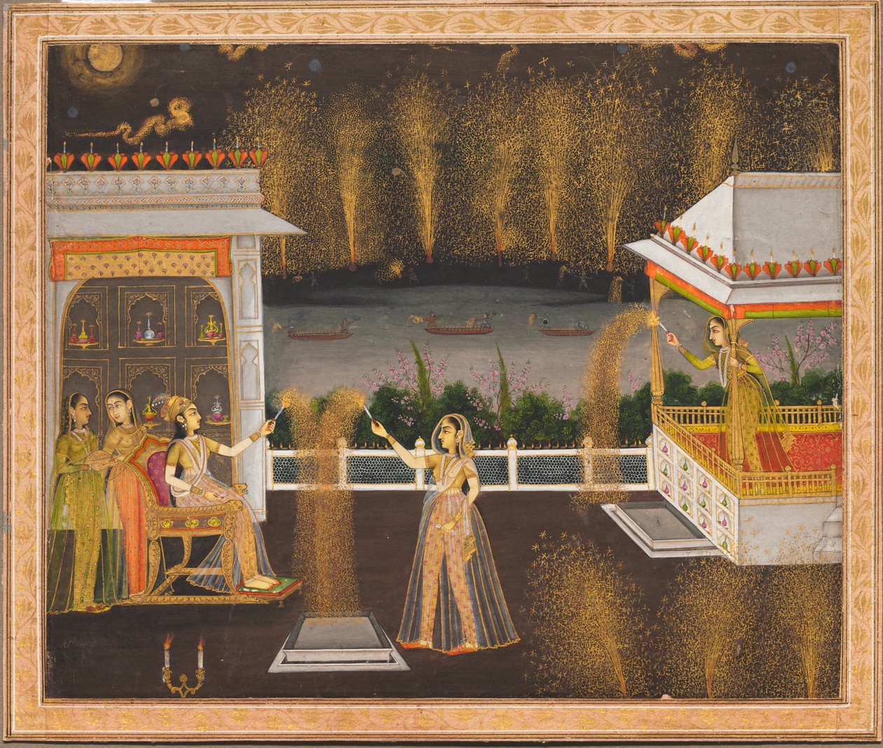 Damas Celebrando Diwali, c. 1760 de Unbekannt