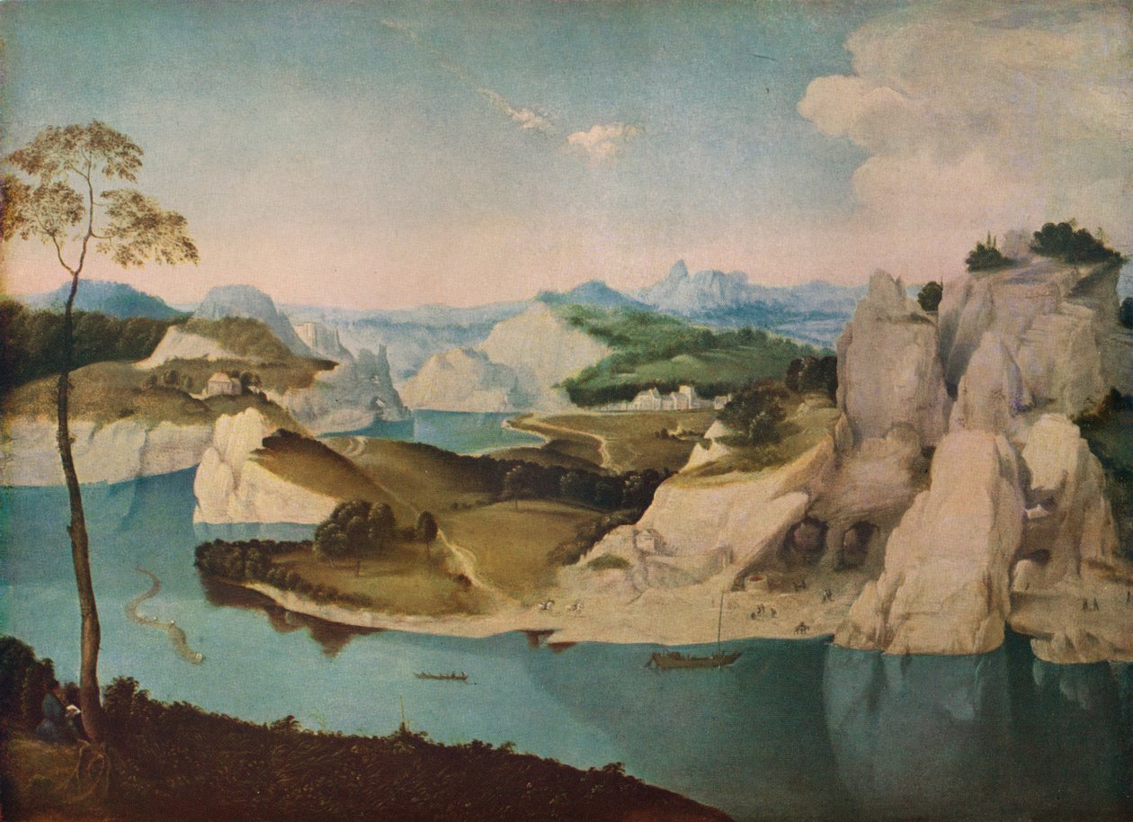 Paisaje: un río entre montañas de Unbekannt
