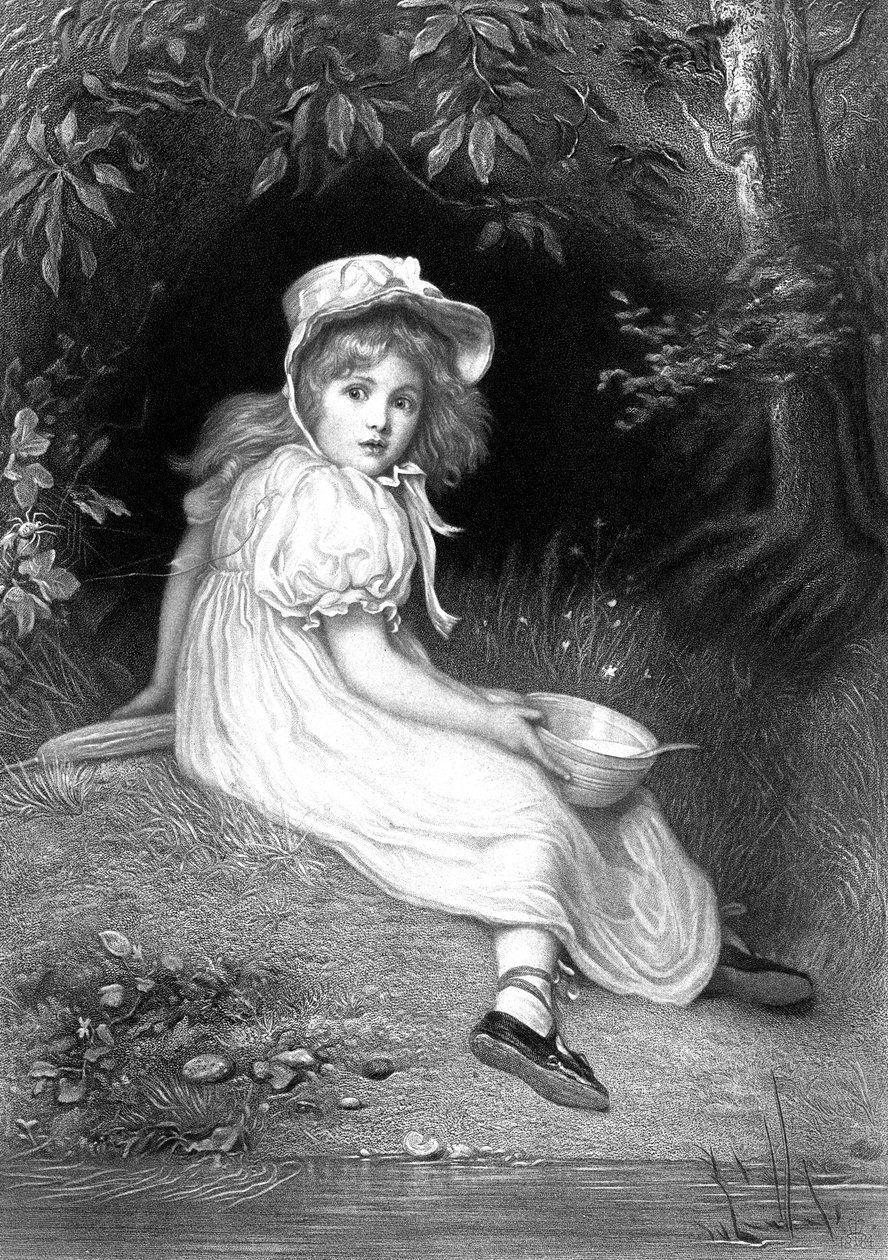 La pequeña Miss Muffet, siglo XIX de Unbekannt