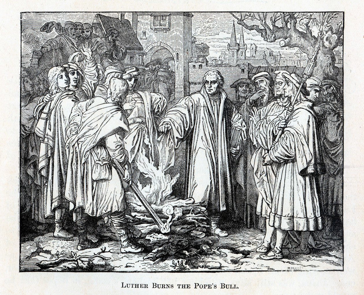 Lutero quema la bula papal, 1882 de Unbekannt