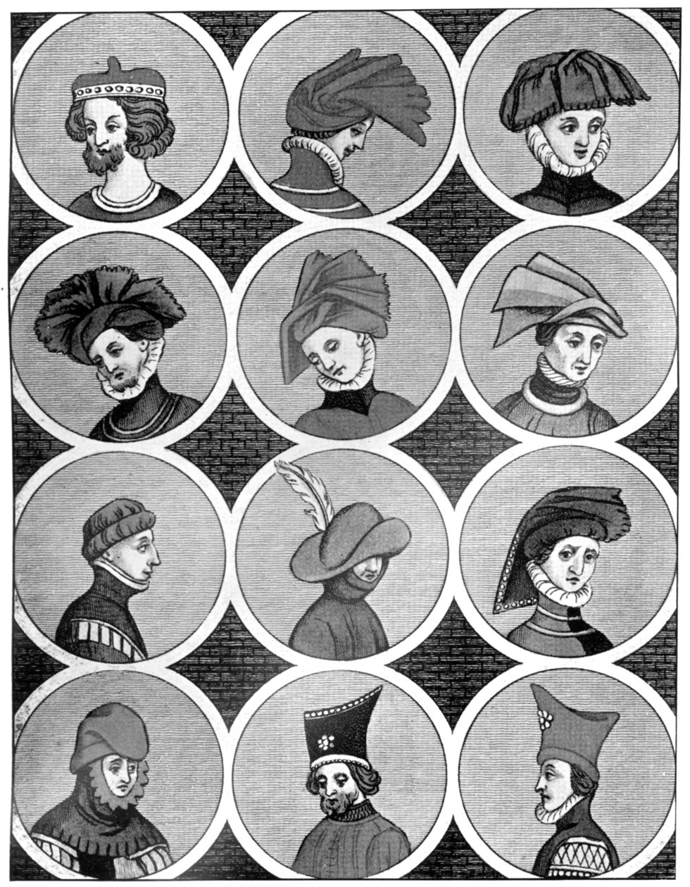 Tocados masculinos, siglo XIV, 1910 de Unbekannt
