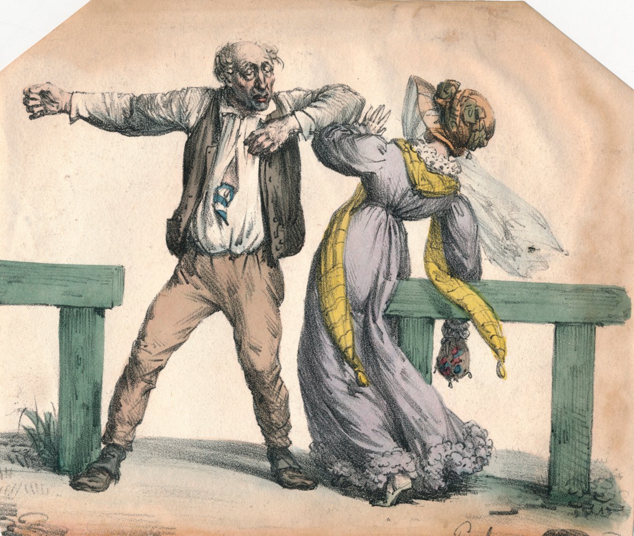 Hombre atacando a una mujer, 1855 de Unbekannt
