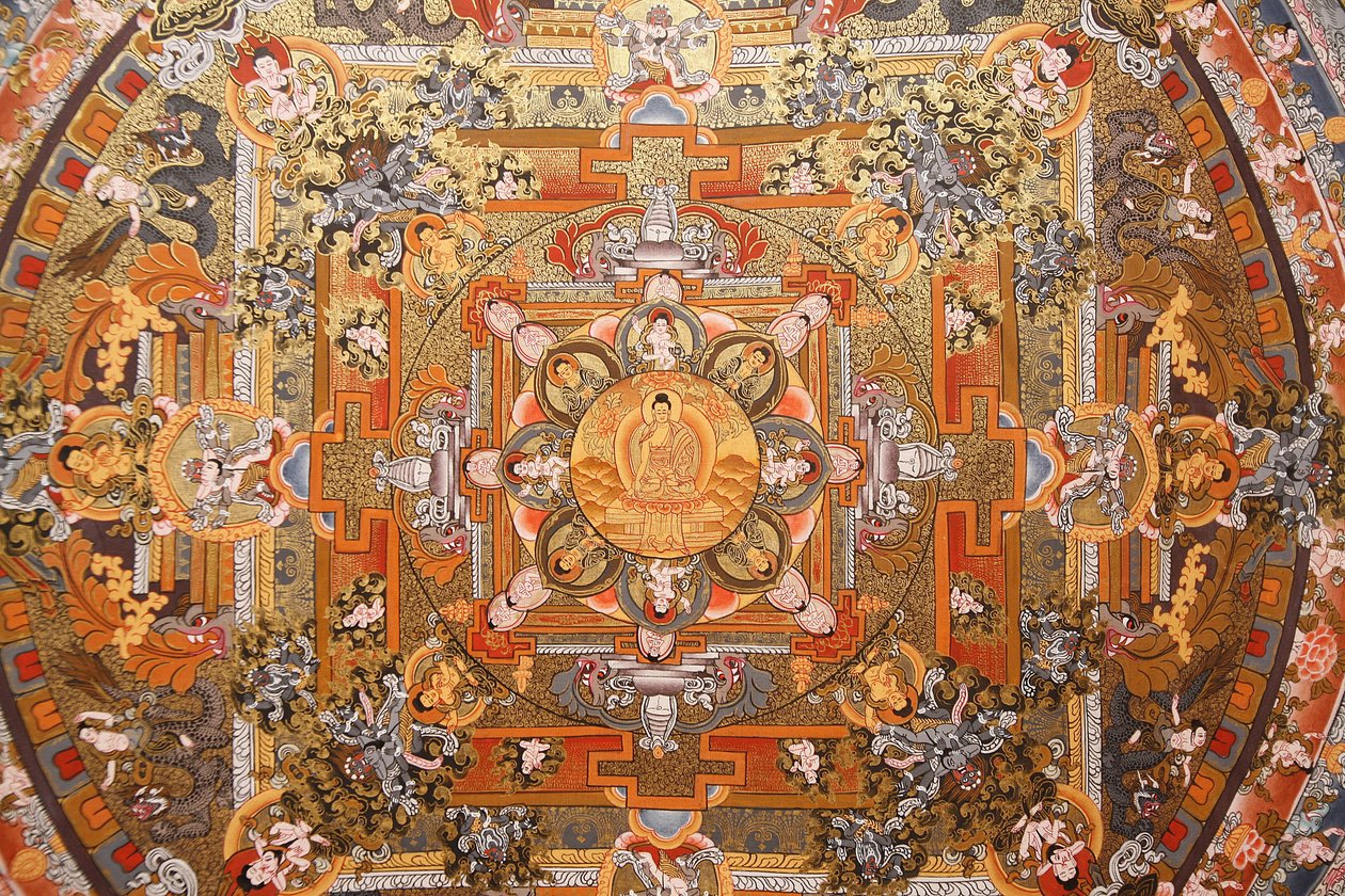 Mandala en un thangka, Bhaktapur, Nepal de Unbekannt