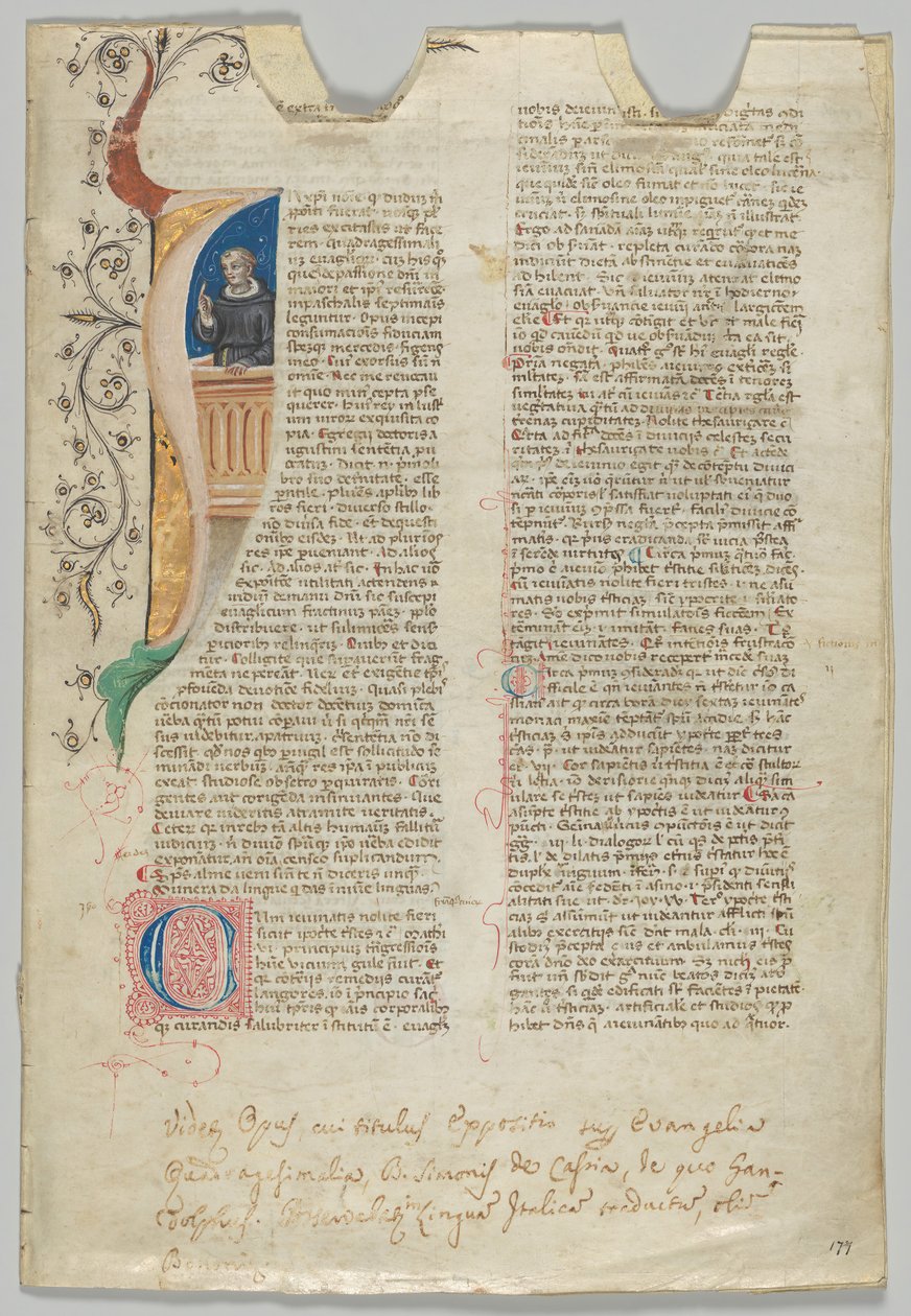 Hoja de manuscrito, italiano, siglo XIV de Unbekannt