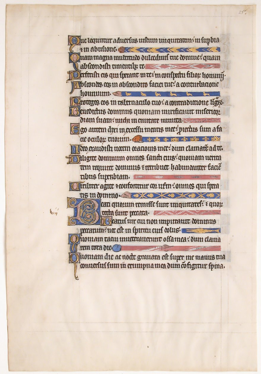 Hoja de manuscrito de un Salterio Real, siglo XIII de Unbekannt