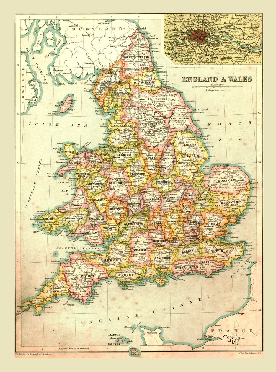 Mapa de Inglaterra y Gales, 1902 de Unbekannt