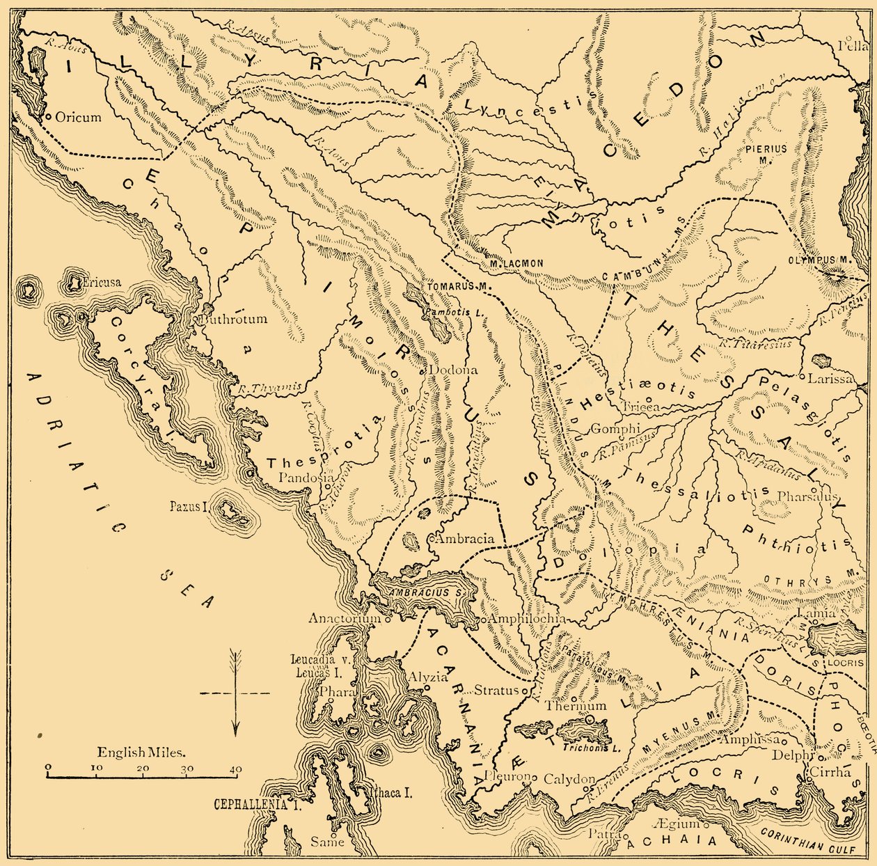 Mapa de Epiro y Grecia Occidental, 1890 de Unbekannt