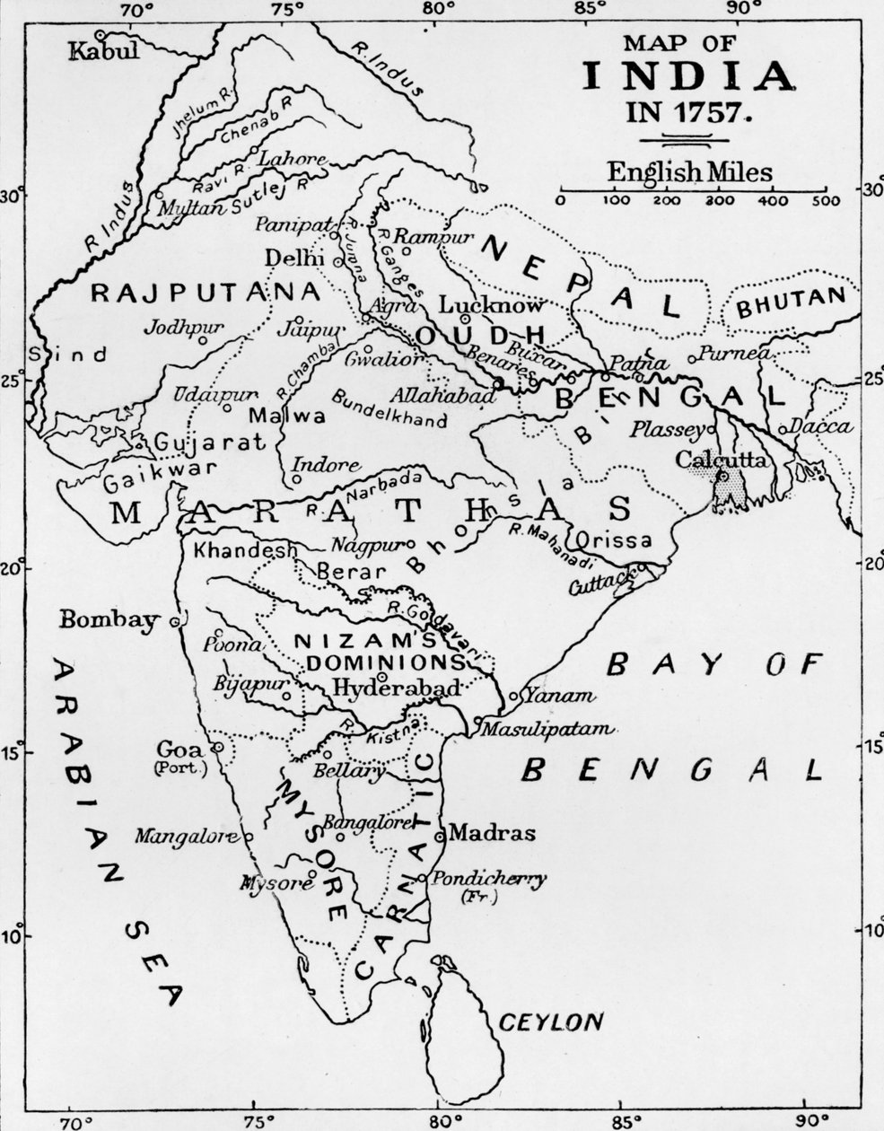 Mapa de la India en 1757 de Unbekannt