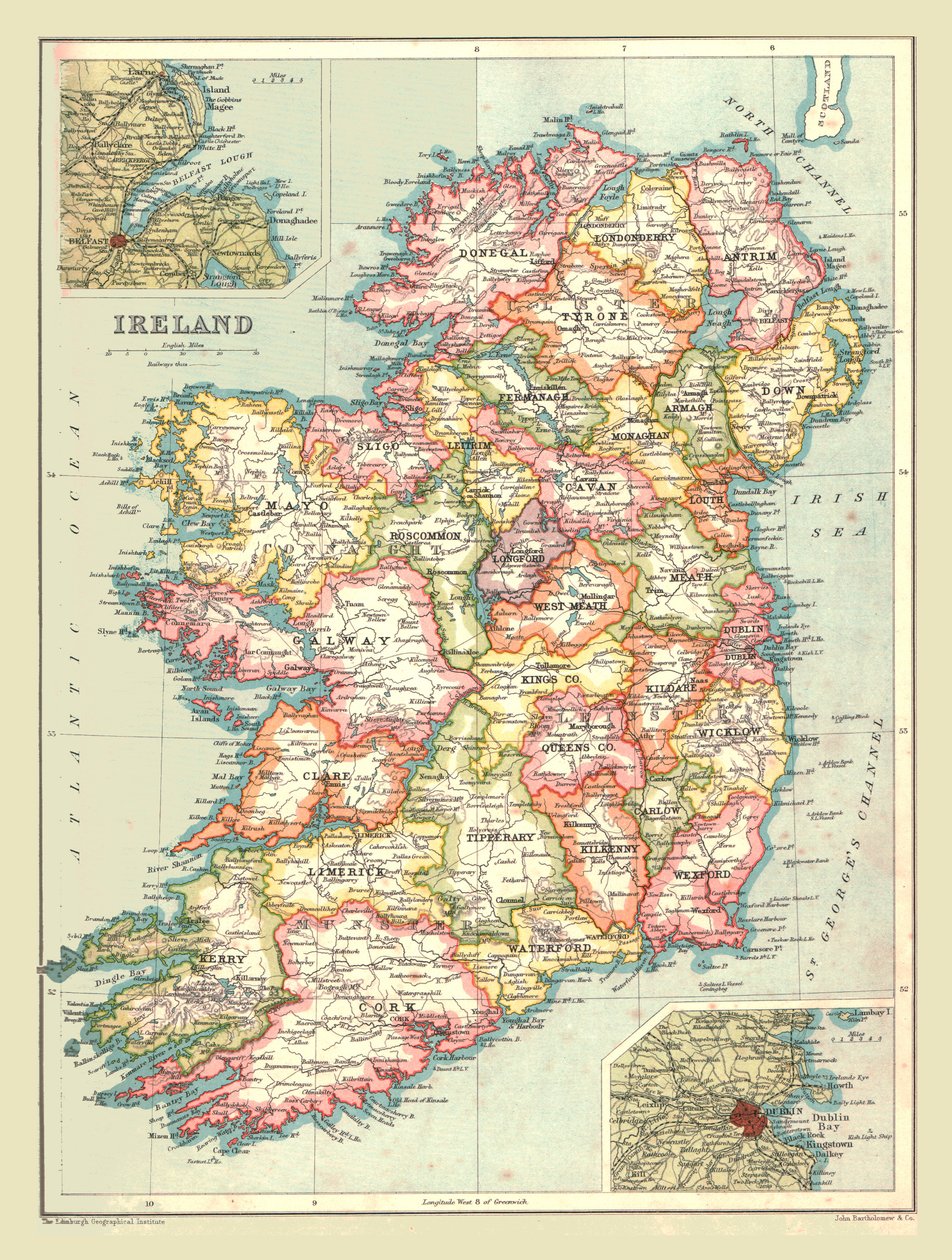 Mapa de Irlanda, 1902 de Unbekannt