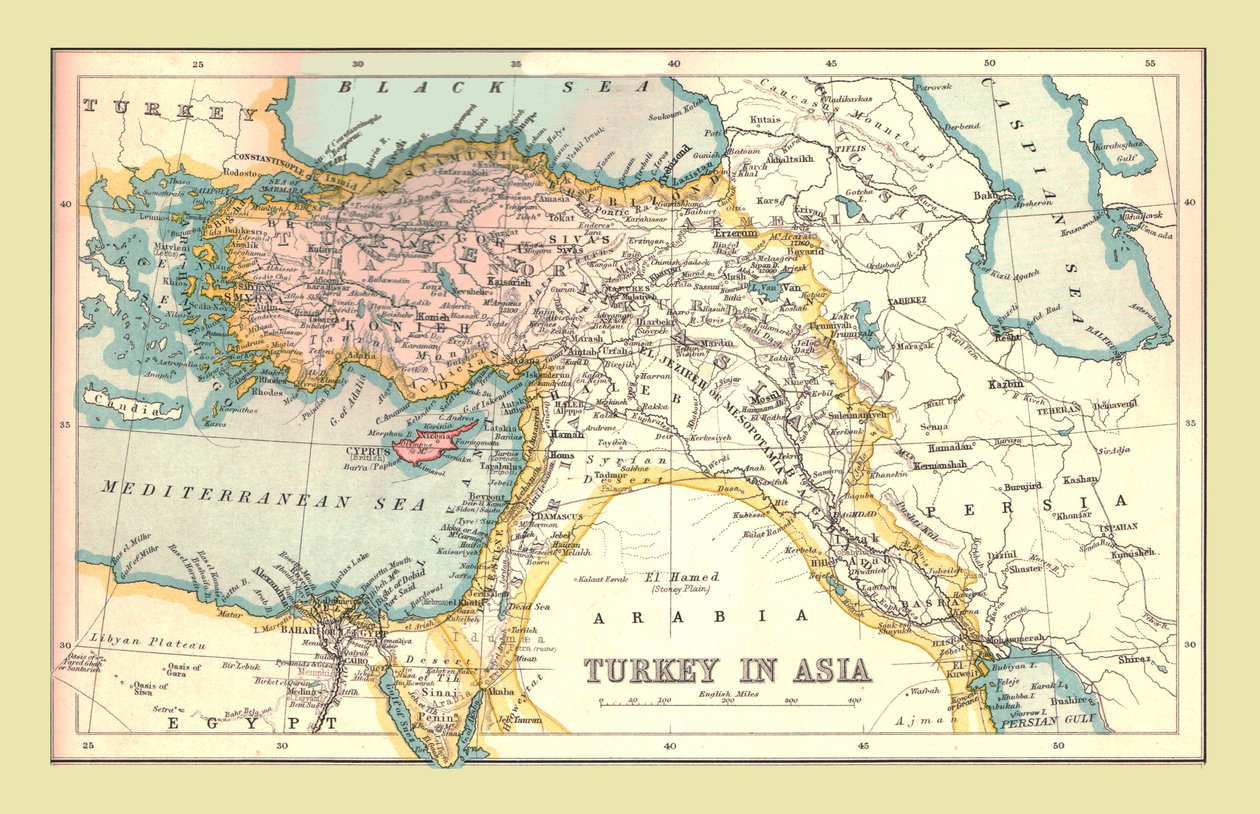 Mapa de Turquía en Asia, 1902 de Unbekannt