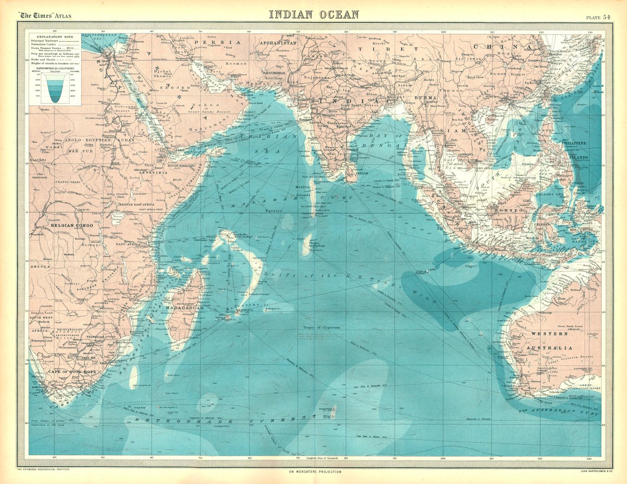 Mapa del Océano Índico de Unbekannt