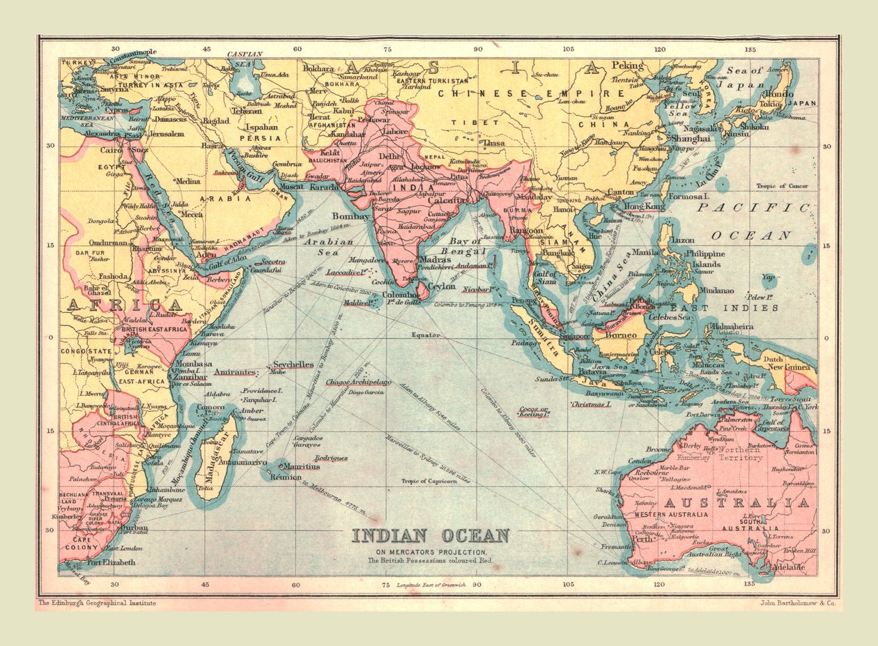 Mapa del Océano Índico de Unbekannt