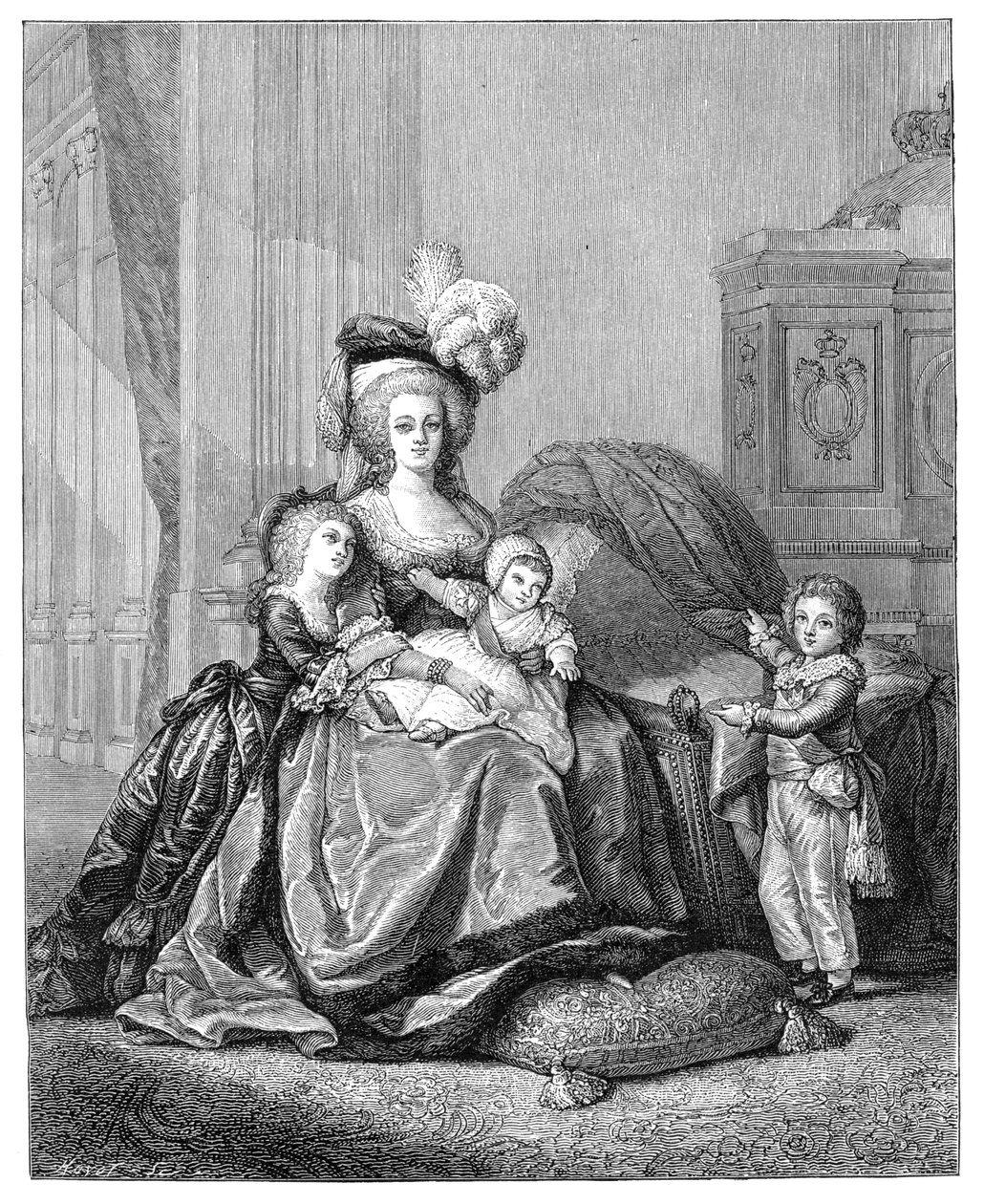 María Antonieta y sus hijos, c1787, 1885 de Unbekannt