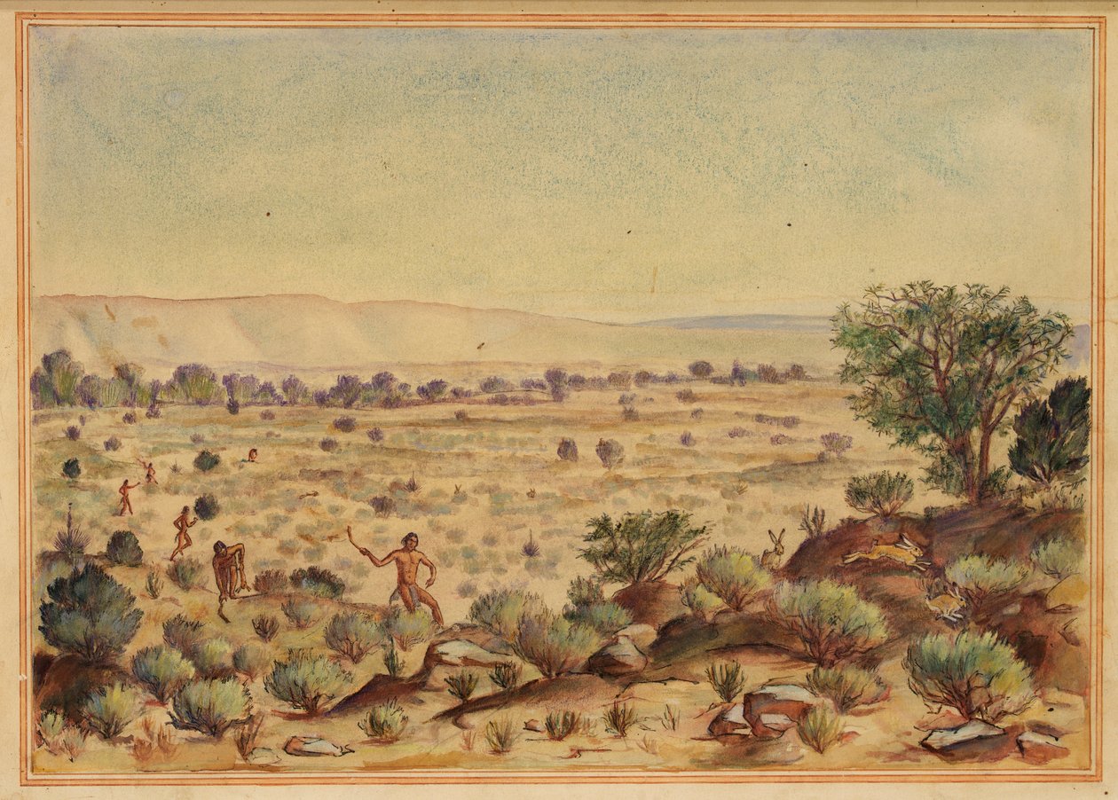 Hombres cazando conejos, siglo XX de Unbekannt