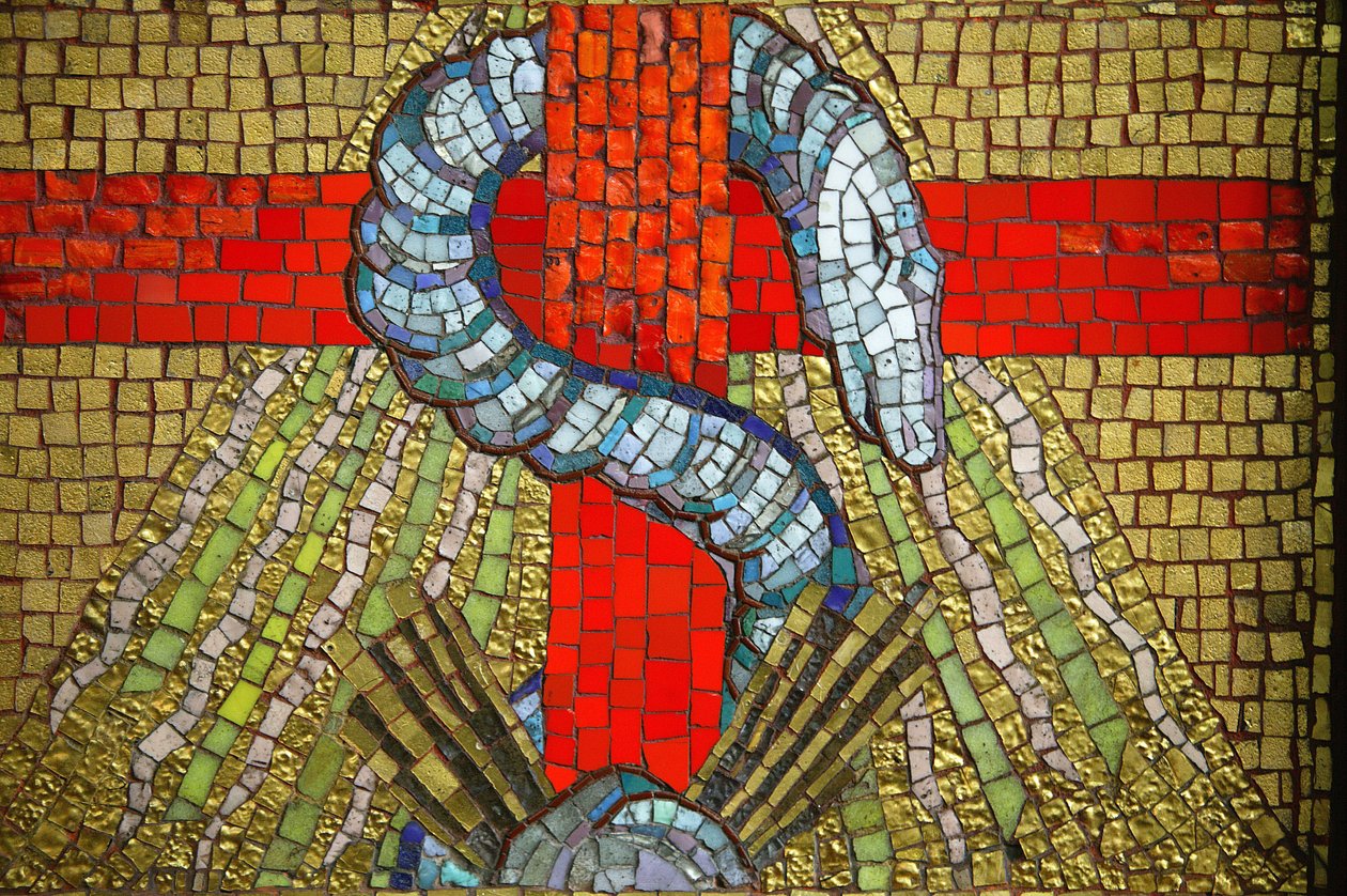 Mosaico. Iglesia de San Blas. La serpiente Vichy Francia de Unbekannt