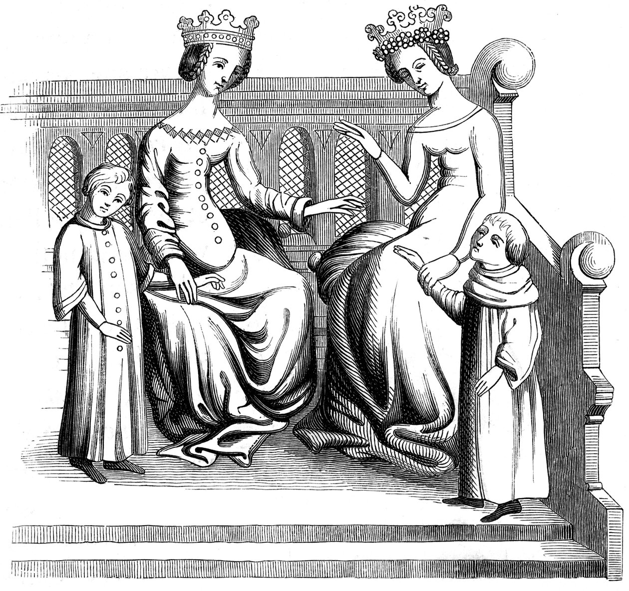 Mujeres nobles y niños, siglo XIV 1849 de Unbekannt