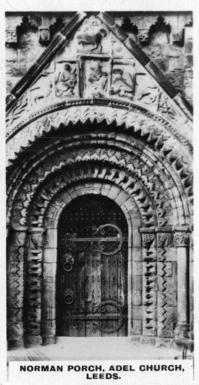 Pórtico normando, Iglesia de Adel, Leeds, c1920s de Unbekannt