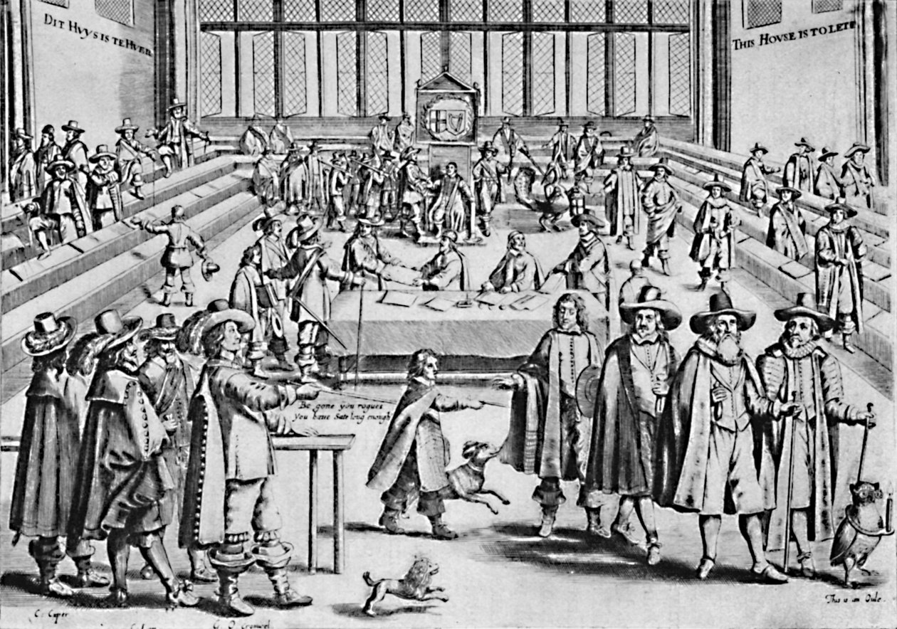 Oliver Cromwell disolviendo el Parlamento Largo, 1653 de Unbekannt