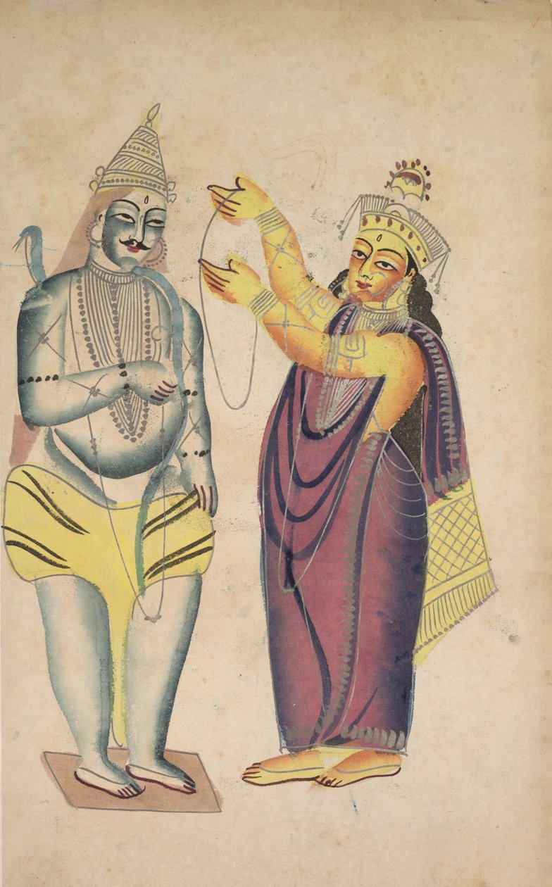 Parivati colocando una guirnalda de bodas en Shiva, 1800s de Unbekannt