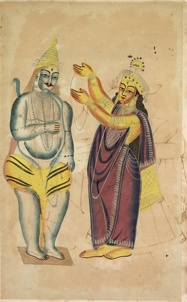 Parvati colocando una guirnalda de boda en Shiva, 1800s de Unbekannt