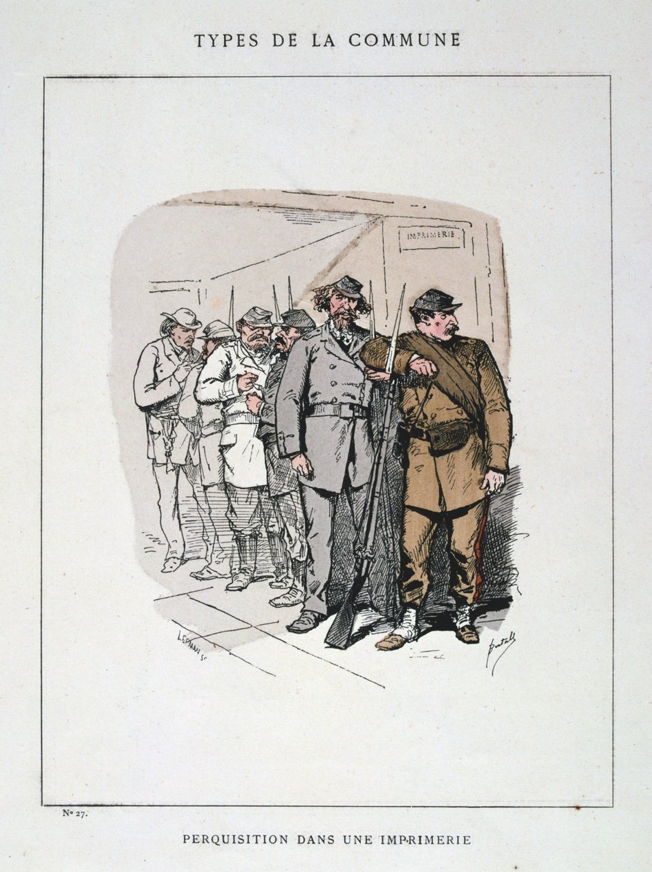 Perquisición en una imprenta, Comuna de París, 1871 de Unbekannt