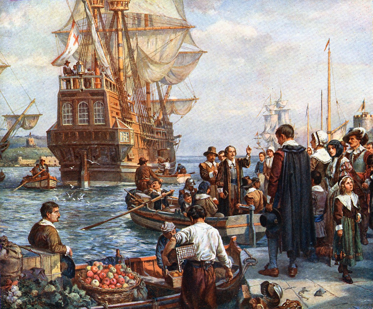 Padres peregrinos abordando el Mayflower de Unbekannt